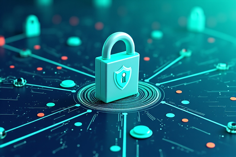 Data security illustration showing encrypted data transfer