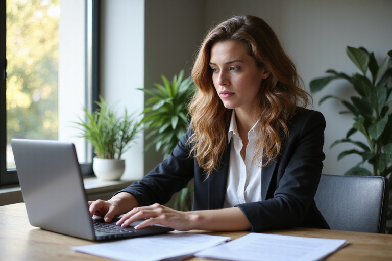 Professional woman reviewing career documents